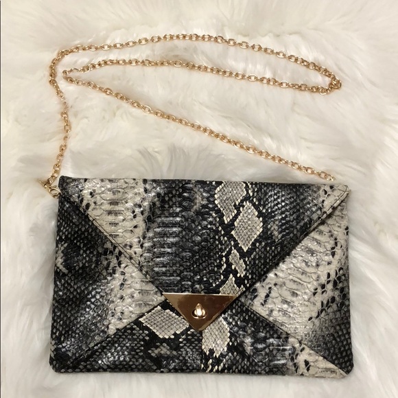 snakeskin envelope clutch